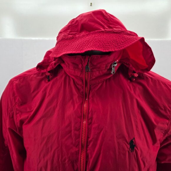 Polo Ralph Lauren Men's Red Hooded Pony Waterproof Rain Jacket Full Zip  Medium - Picture 8 of 15